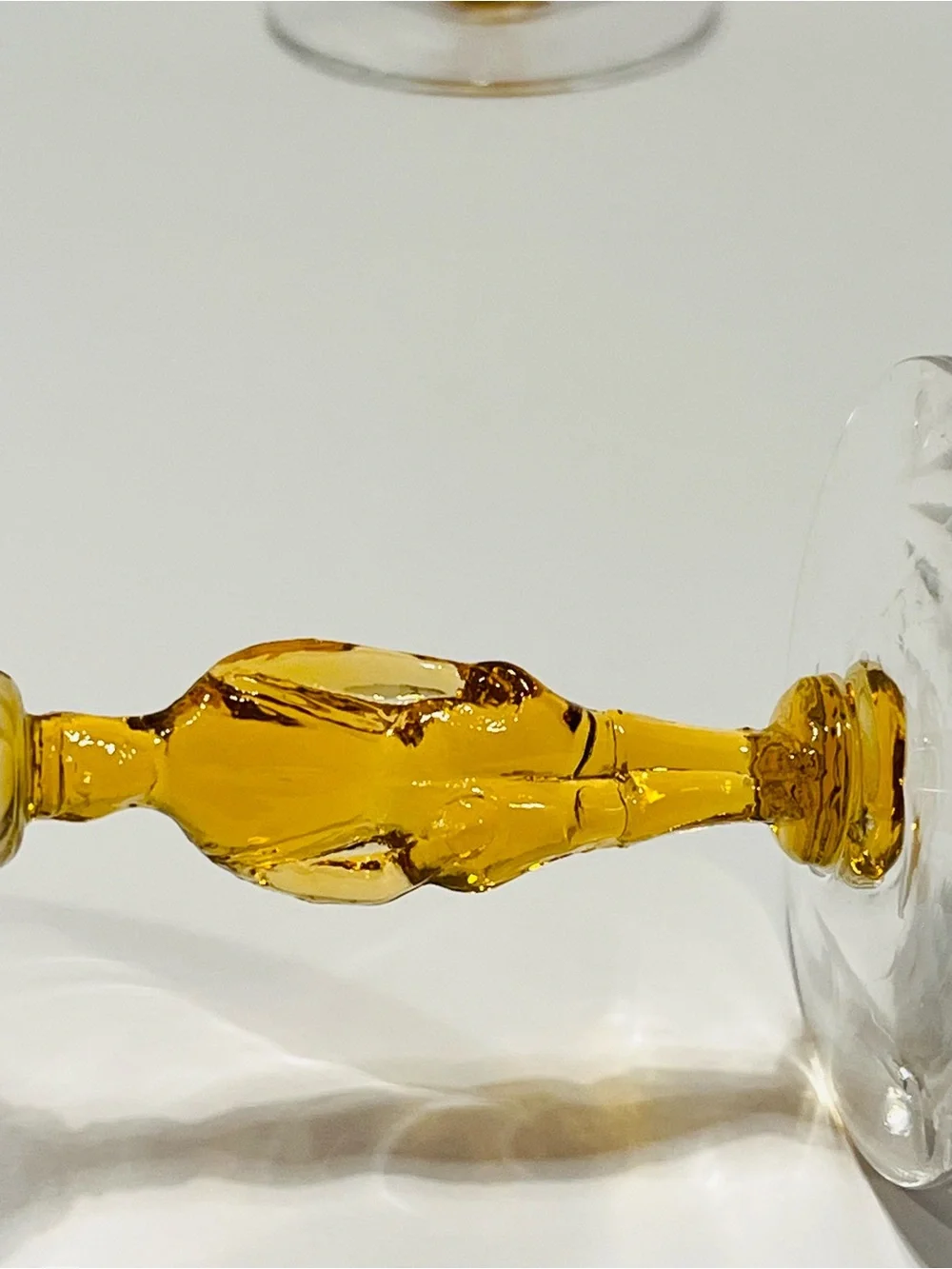 Pair of 1940’s Morgantown Jockey  Amber Cocktail Glasses Set of 2.